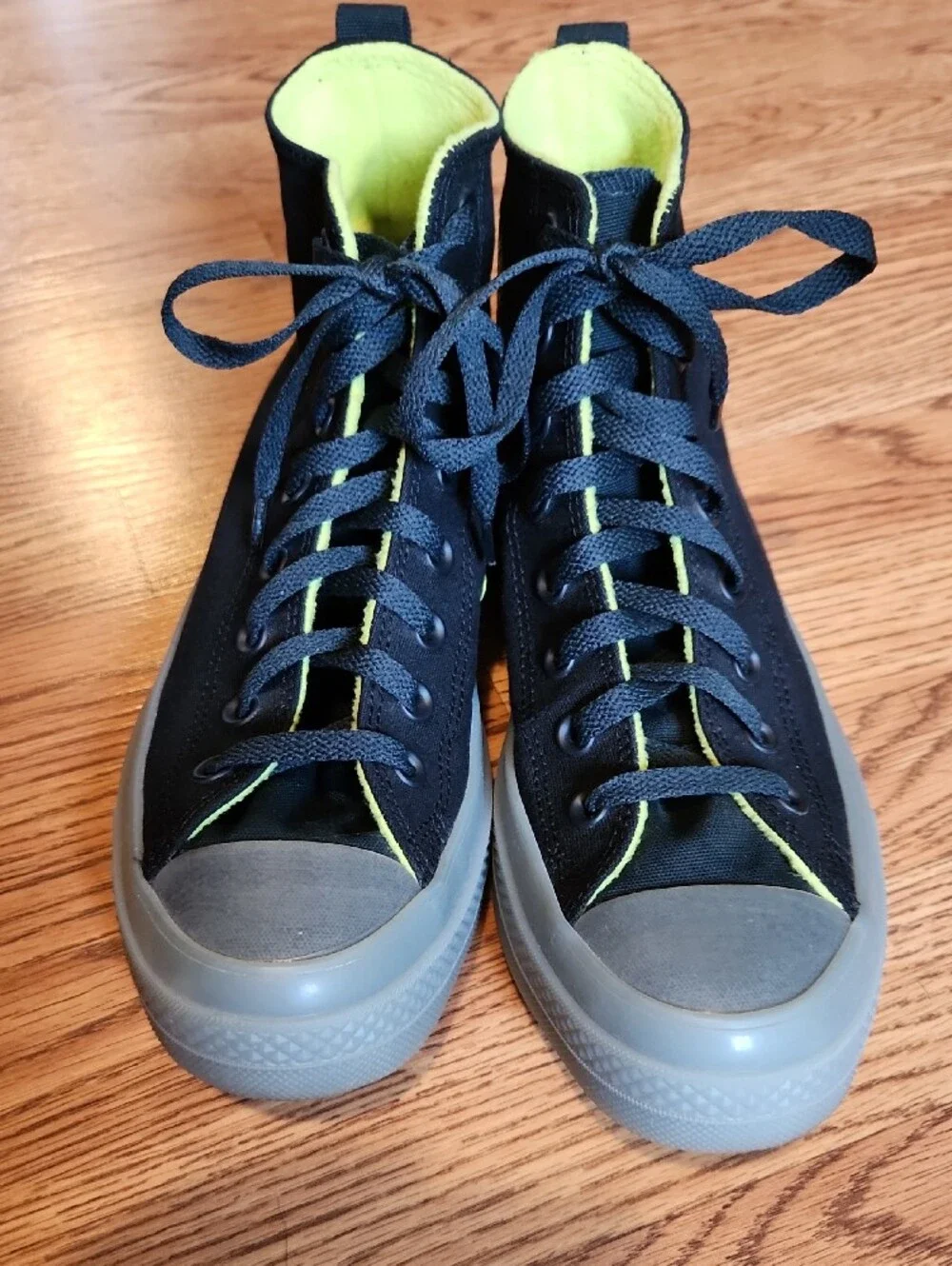 Converse Black High Top Sneakers with Neon Fleece Lining